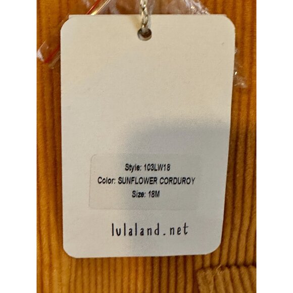 Lulaland Sunflower Corduroy Baby Romper Size 18M Global Organic Textile Standard - Picture 3 of 4